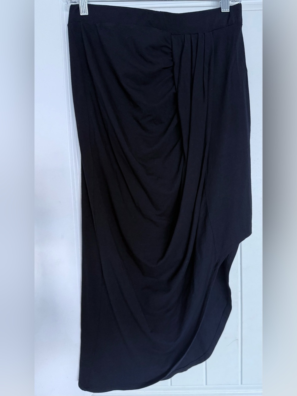 bobi Black Asymmetrical Draped Skirt